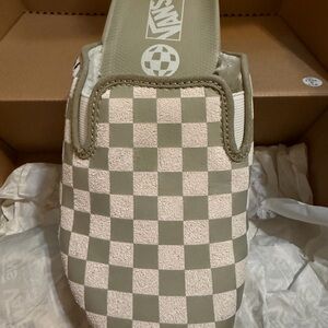Vans Checkerboard Sage Mules- Men’s 7.5, Women’s 9